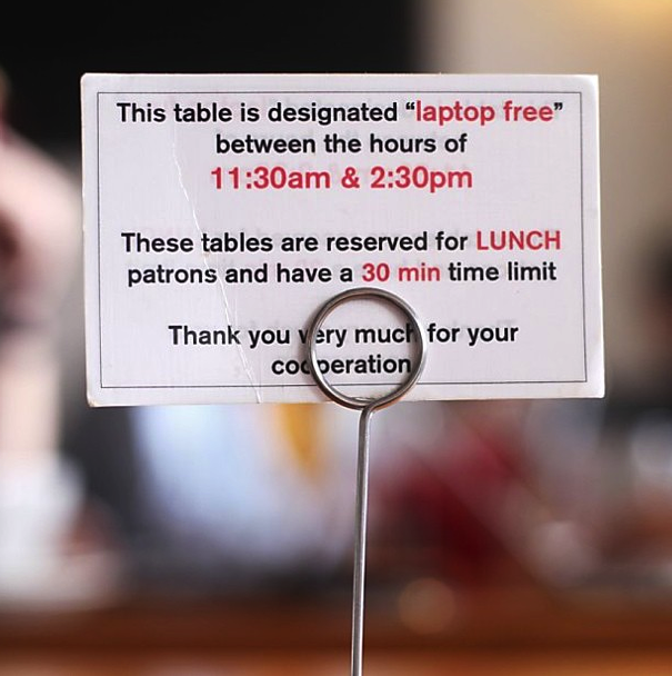Instagram user cadadj posted this image of the "laptop free" signs at Coffee Bar in San Francisco.