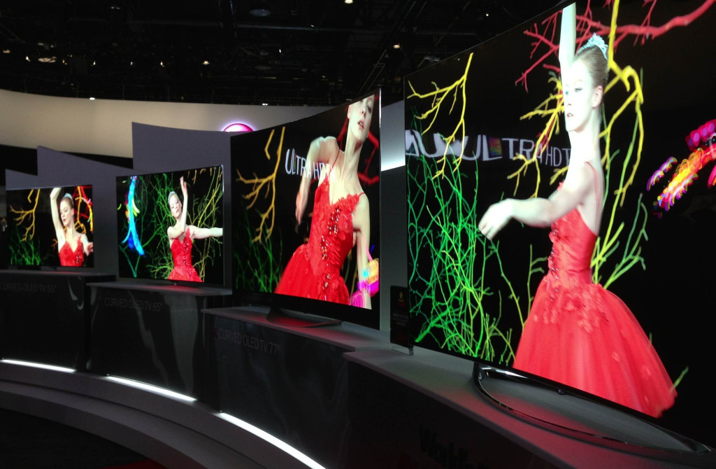 The curved sets in the LG booth at CES.
