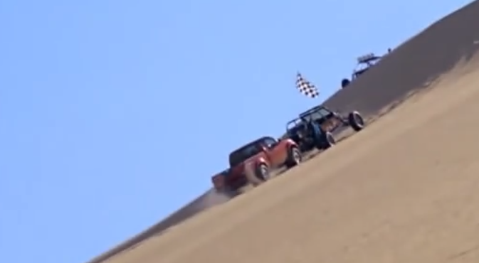 The FTC says Nissan crossed a line in this ad showing one of its truck coming to the rescue of a stranded dune buggy.