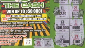 The winning ticket/get out of speeding free card. (Massachusetts State Lottery)