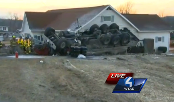 Truck Carrying 6,000 Gallons Of Milk Crashes Into House, Homeowner Probably Cries
