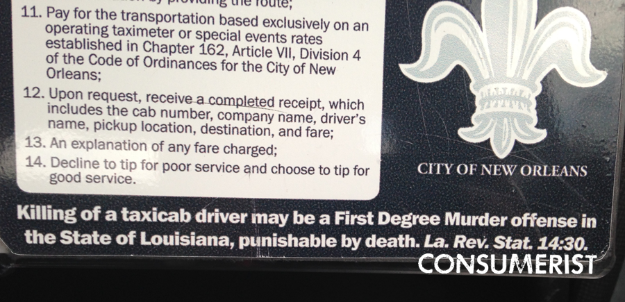 Louisiana, Where Killing A Cab Driver “May” Be Considered Murder