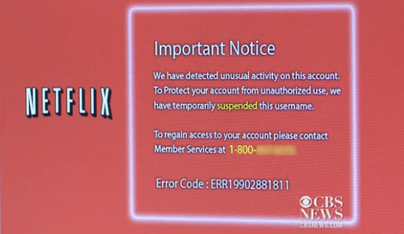 An example of the Netflix scam in action. (CBS News)