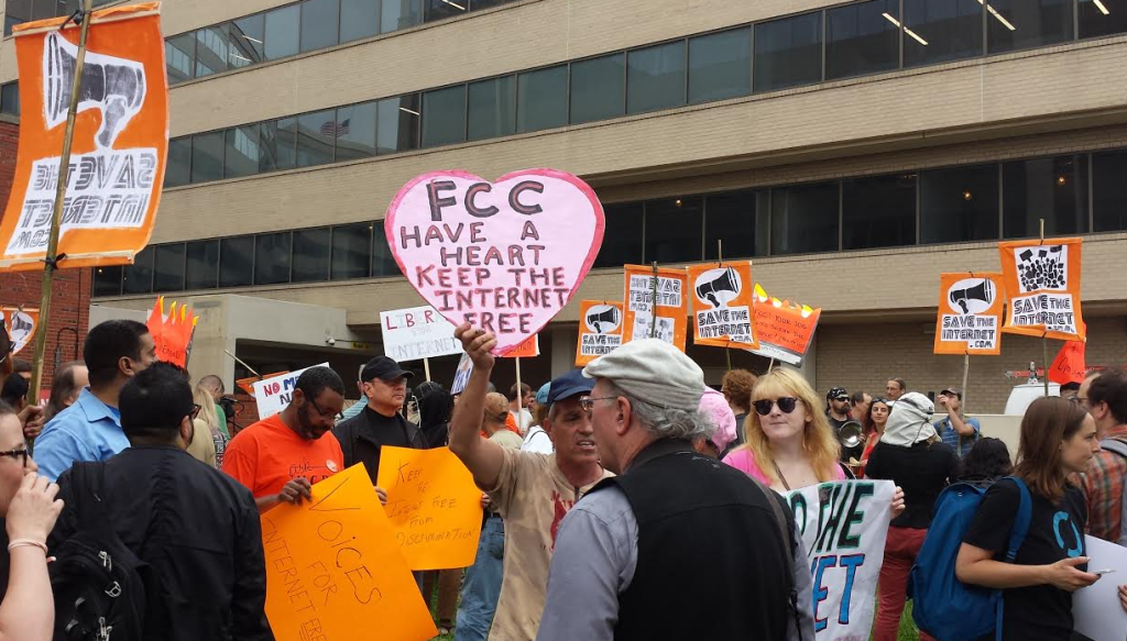 The pro-net neutrality protest outside the FCC on May 15.