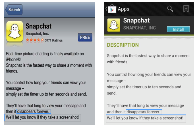 The FTC alleges that Snapchat's promises of messages that "disappear forever" after 10 seconds, and that users would be notified if a message recipient made a screen grab of that message, were misleading.