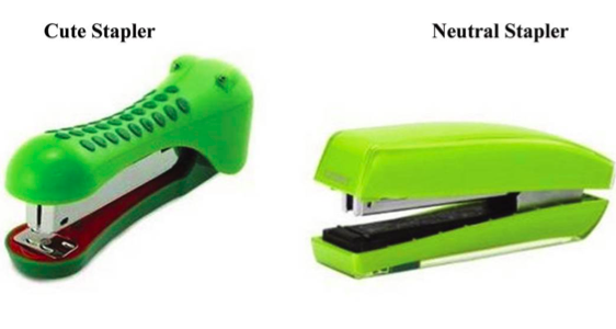 How would you use each stapler? Study participants were more likely to use the alligator-shaped stapler for fun crafts, while the neutral stapler was used for work-related tasks. 