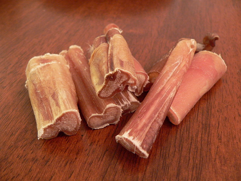 Pizzle is usually sold as "bully treats," for dogs in the U.S., though some believe the high-protein, low-fat meat is a stamina-boosting aphrodisiac.