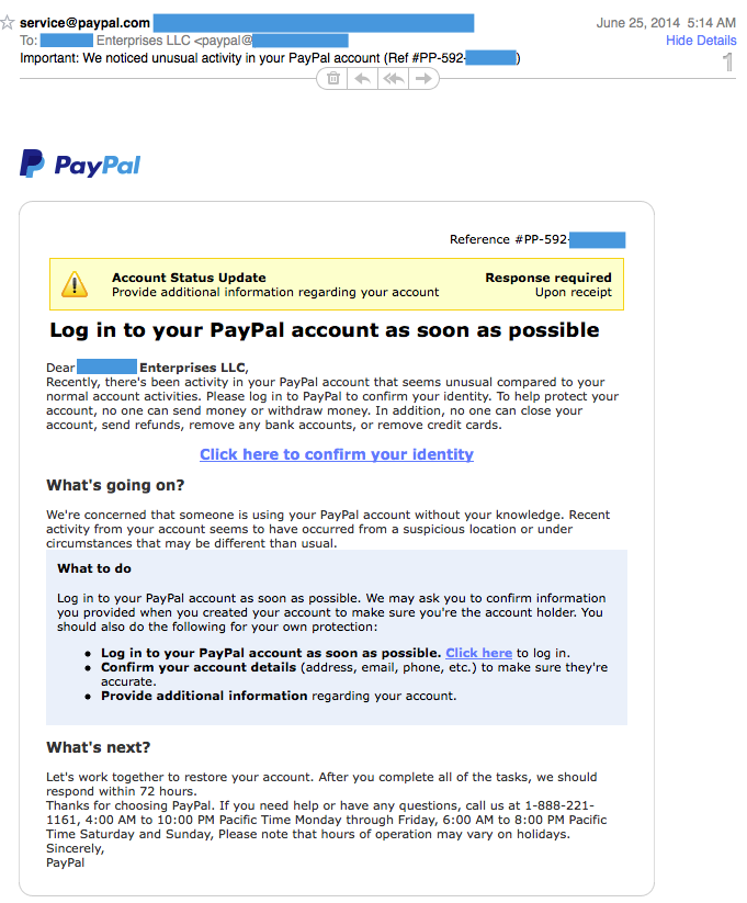 Watch Out For This Very Convincing PayPal Phishing Attempt