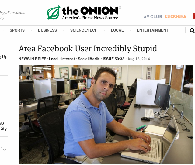 The Onion Reacts To Facebook’s Hand-Holding Of Your Idiot Friends