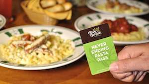 Olive Garden Offering $100 “Never Ending Pasta Pass” For 7 Weeks Of Food