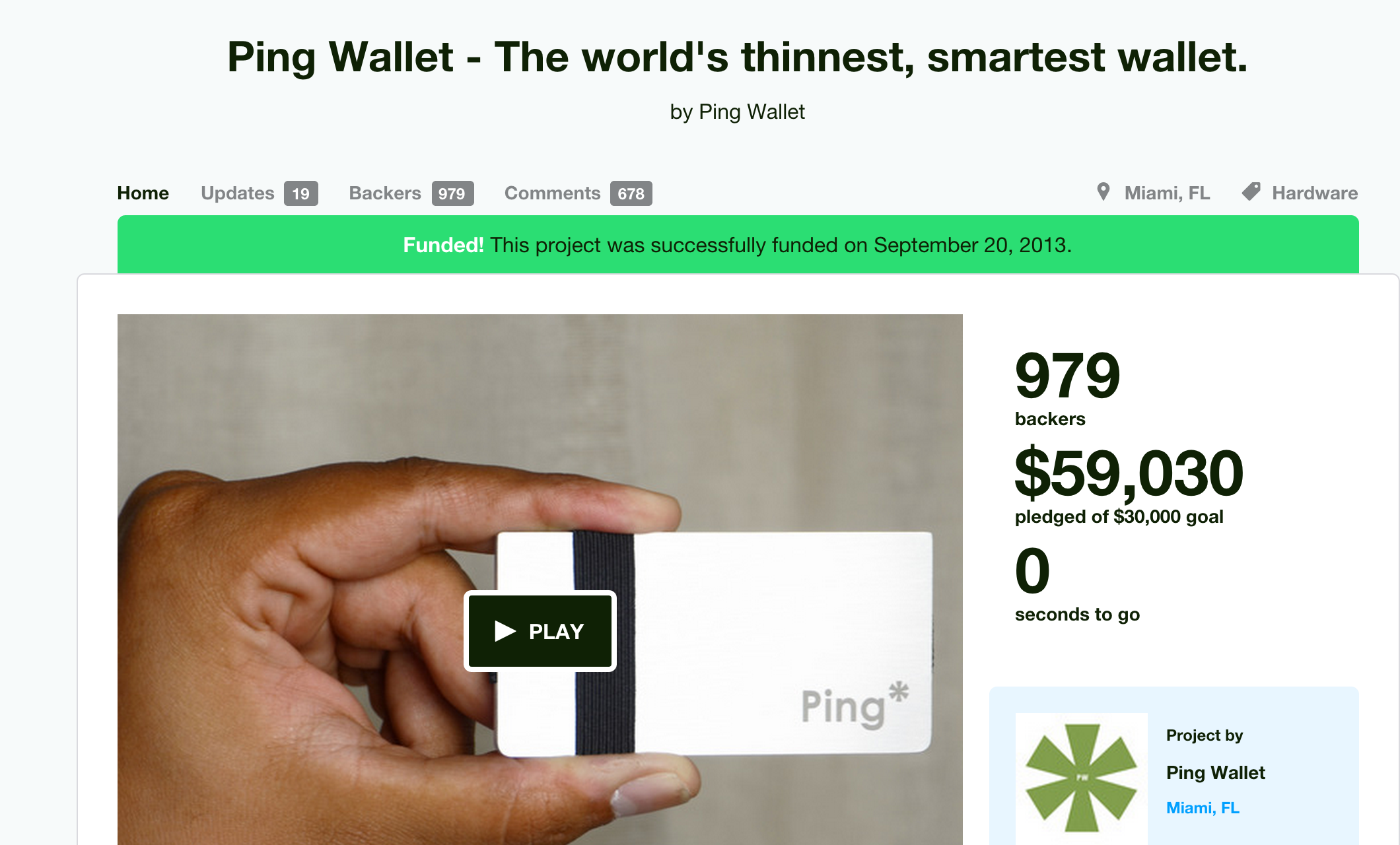 Ping Wallet Collects $59,000 On Kickstarter, Disappears