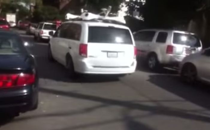Unconfirmed sighting of what may or may not be an Apple mapping van. (YouTube)