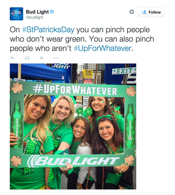 Bud Light Deletes Tweet Suggesting You Randomly Pinch People For St. Patrick’s Day
