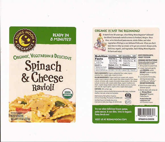 Rising Moon Organics Ravioli Recalled For Potential Spinach Listeria