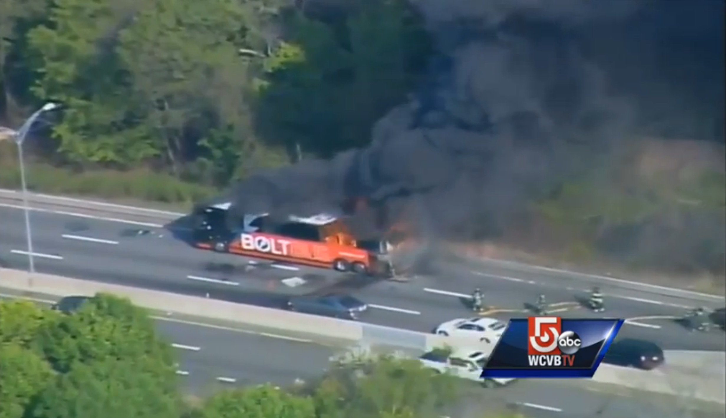 Bolt Bus Near Boston Explodes, Engulfed In Flames