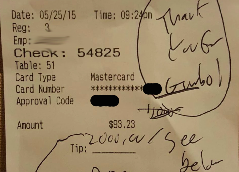 Customer Grateful For D.C. Restaurant’s Gumbo Leaves $2,000 Tip On $93 Bill