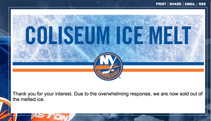 New York Islanders Sell Bottles Of Melted Ice From Old Arena For $20