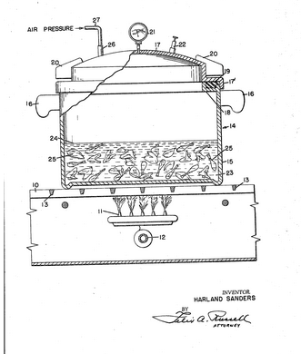 Harland Sanders patented his adapted pressure cooker in 1962, it was finalized ing 1966. 