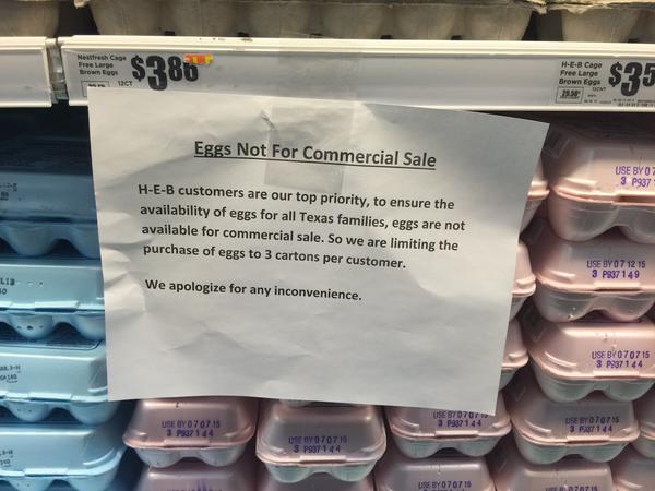 H-E-B Posting Signs In Stores Asking Customers Not To Buy More Than 3 Cartons Of Eggs Amid Shortage