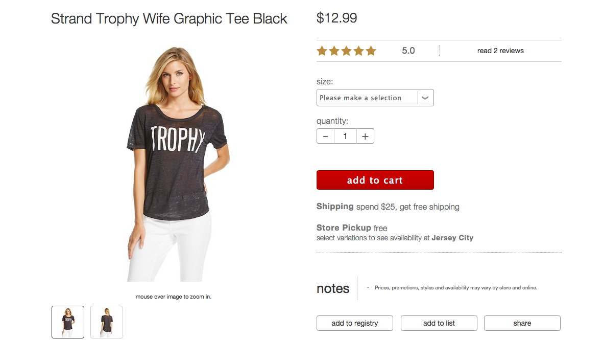 Target Sorry People Are Offended By Its “Trophy” T-Shirt For Women