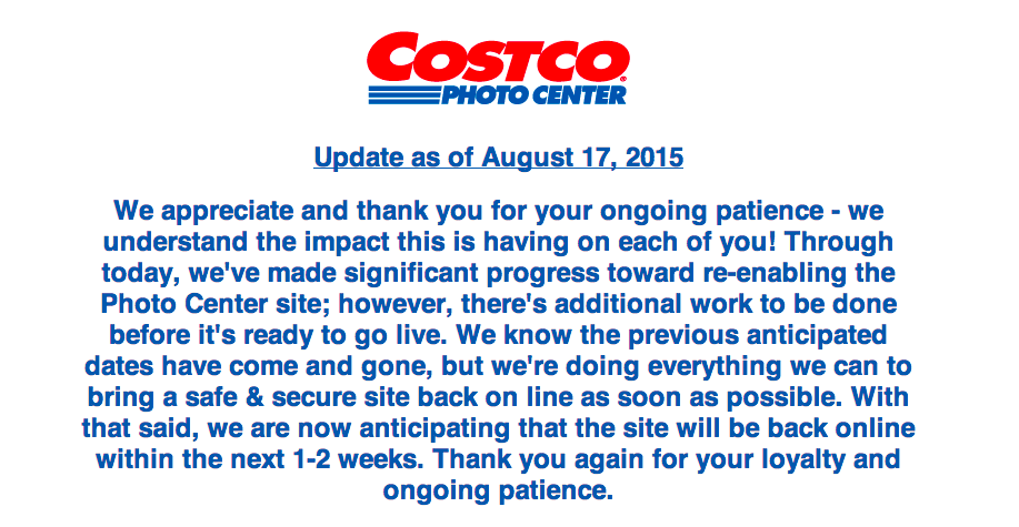 Costco Pushes Back Relaunch Of Online Photo Services Another Month Following July Hack