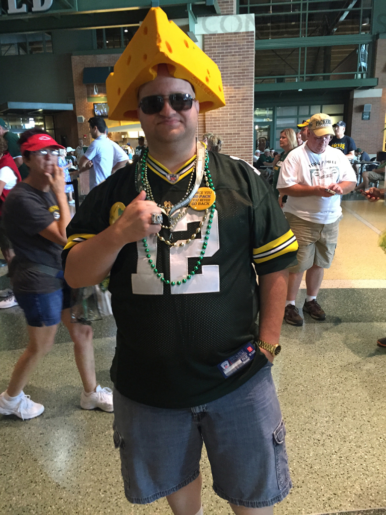 Meet T.J., a Packers shareholder. He has owned many cheeseheads.