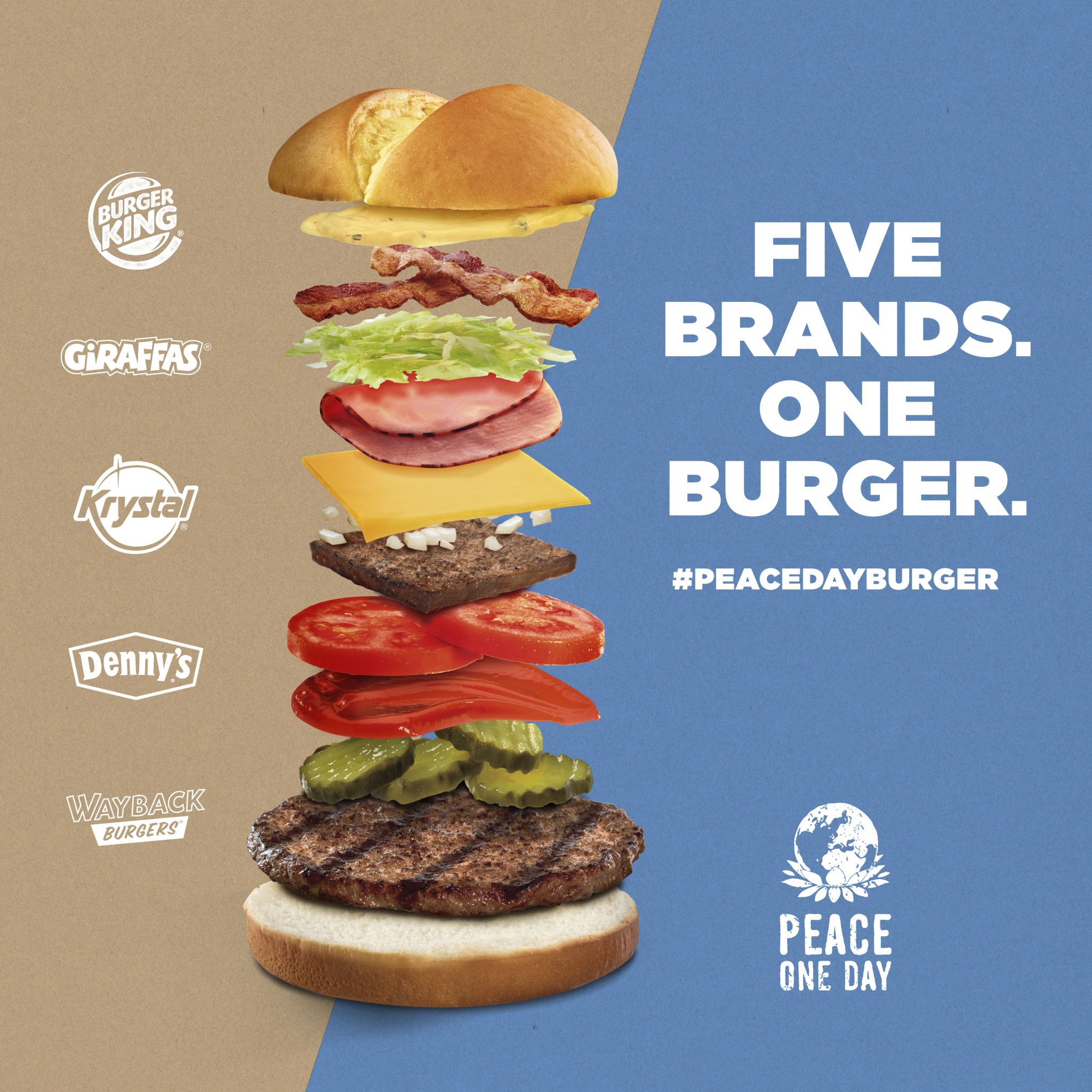 Burger King Teams With Denny’s, Krystal & Others To Create Peace Day Hybrid Burger