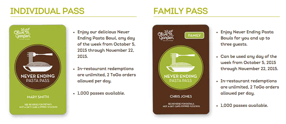 Olive Garden Is Bringing Back The Pasta Pass, Adds Family Option