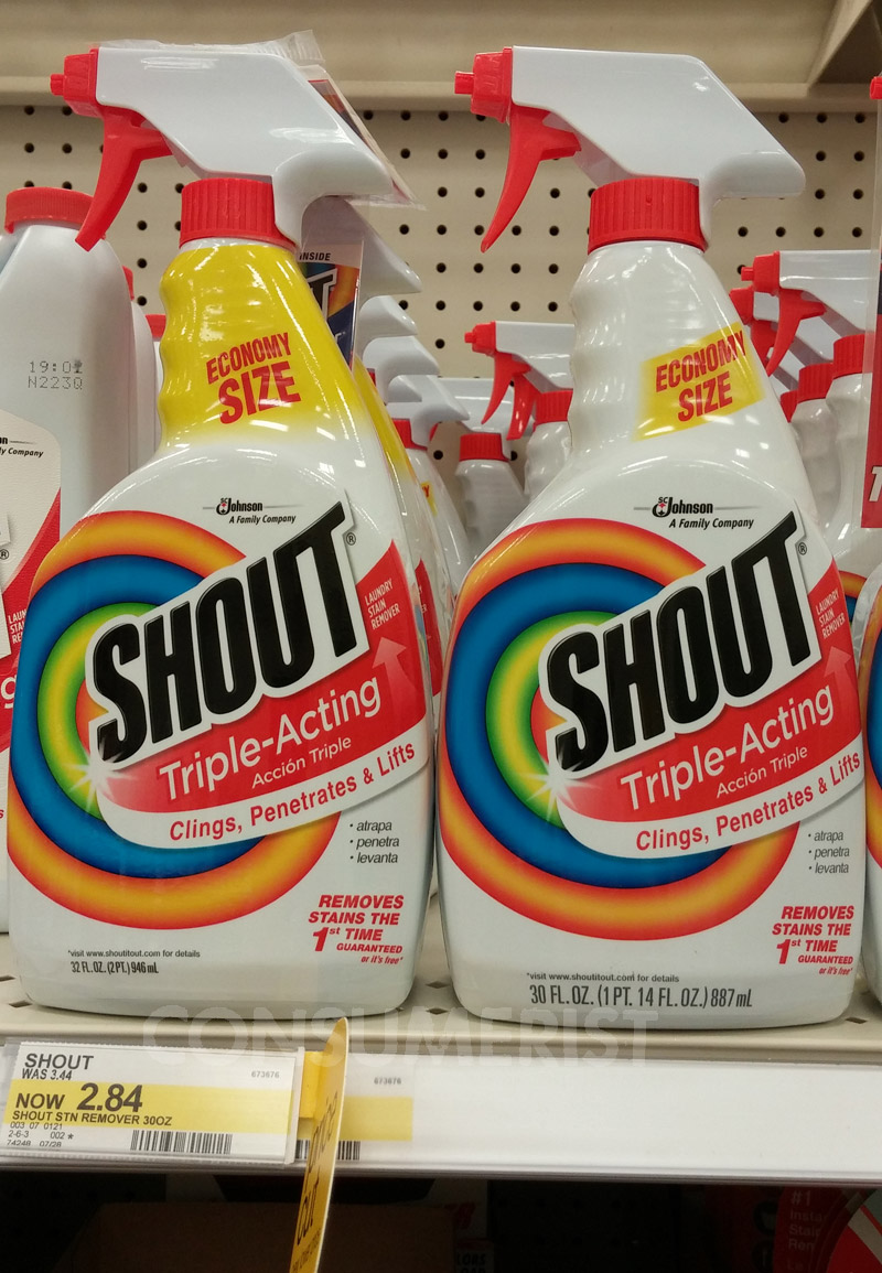2 Ounces Quietly Shrink Rayed From Economy-Size Bottles Of Shout