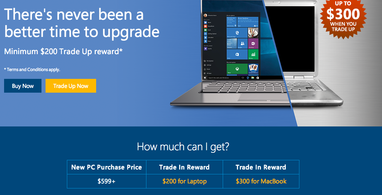 Microsoft Trade-In Program Pays $200 For Your Old Windows Laptop, $300 For A MacBook
