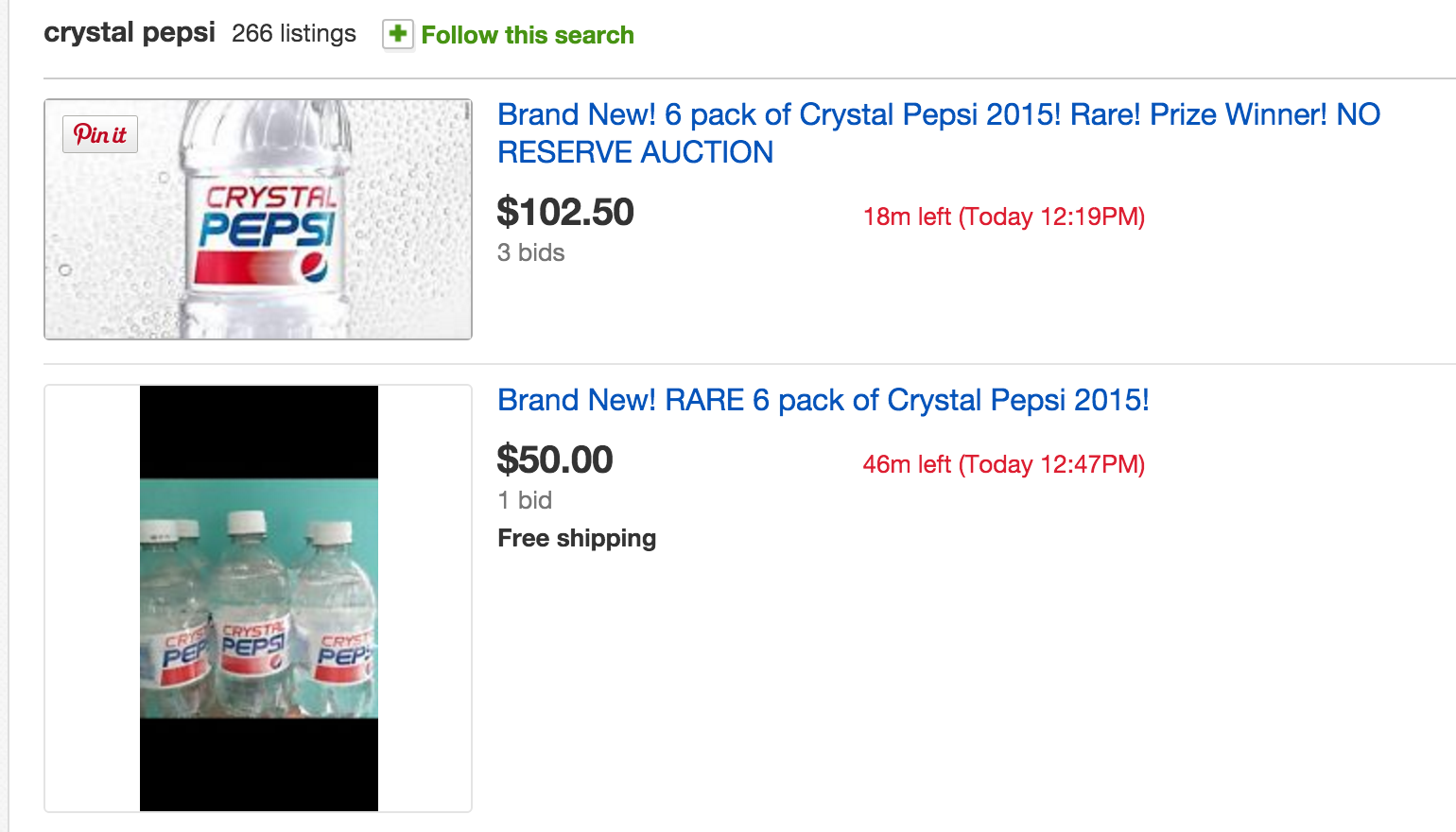 Predictably, Crystal Pepsi Winners Are Already Selling Their Prizes On eBay