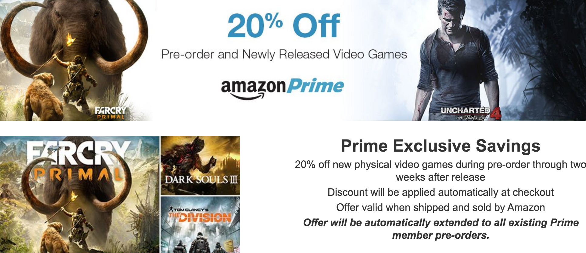 Amazon Prime Adds 20% Discount On Video Game Pre-Orders & New Releases