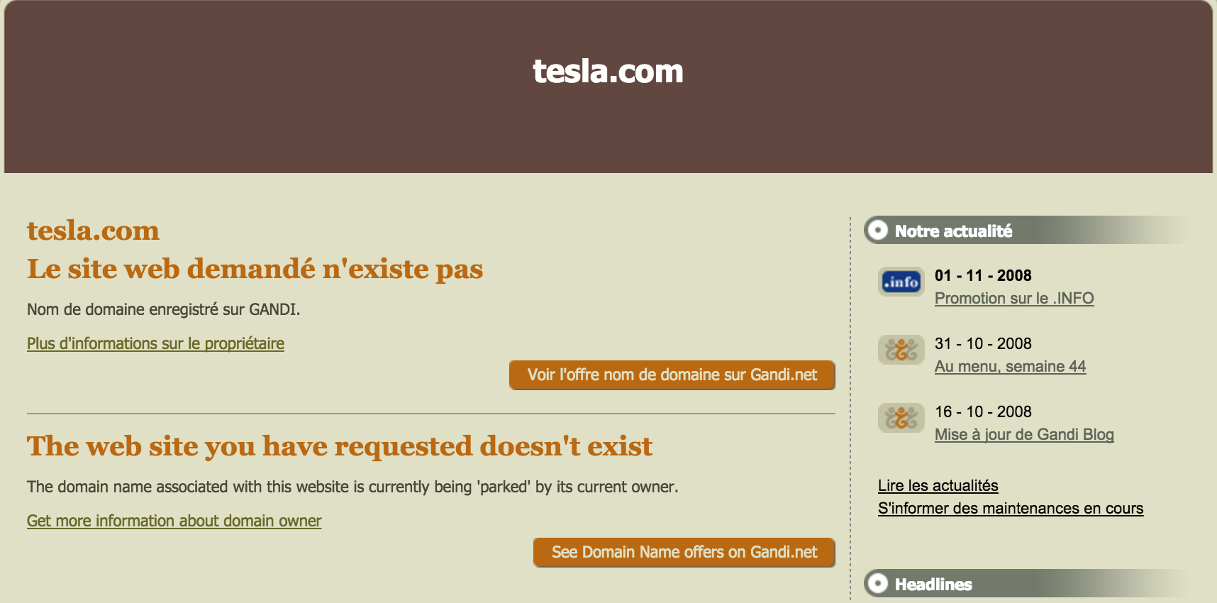 Tesla.com has gone largely unused for years. This is what the site looked like only a few years ago. (via the Internet Archive)