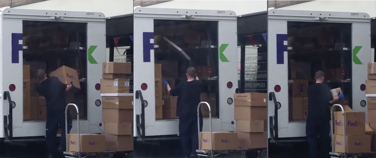 Collectibles Seller Films FedEx Worker Flinging Packages Around
