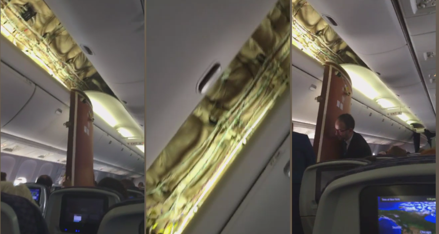 United Airlines Flight Lands Safely After Two Attempted Landings, Ceiling Panels Fall Mid-Air