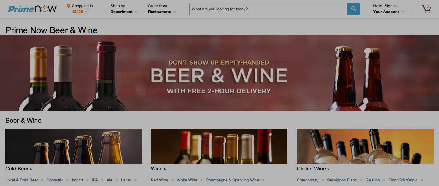 Amazon Prime Expanding Beer, Wine Delivery Service