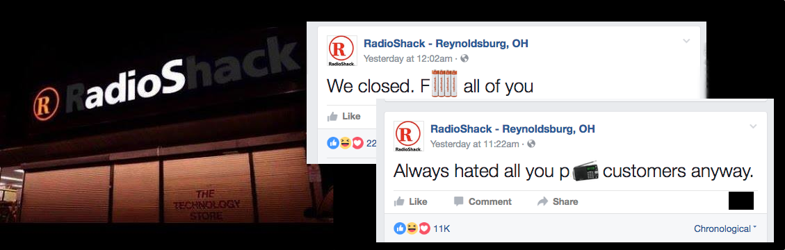 RadioShack Stops Caring, Brushes Off Profane Posts By Rogue Closed Store