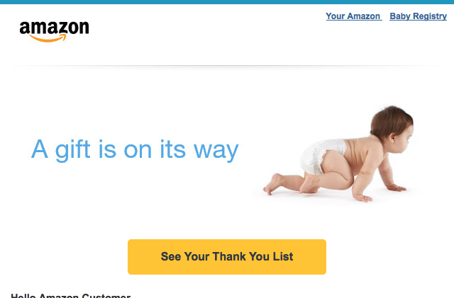 Apparent Email Glitch Sent Amazon Baby Registry Notifications To Non-Parents-To-Be