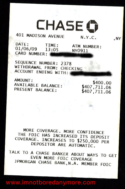$400k ATM Receipt – Madison Ave Doin' Just Fine
