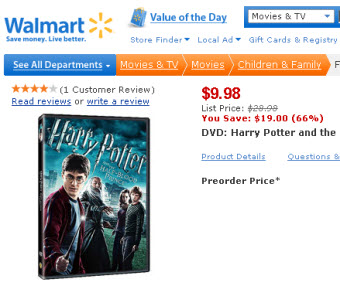 DVD Price War: Harry Potter, Star Trek For $10