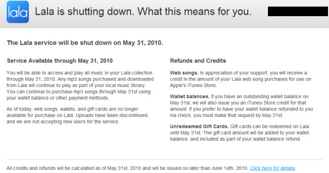 Apple Shuts Down Lala Music Service, Saddens Customers