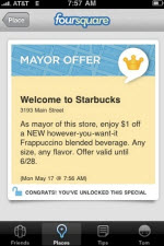Foursquare Mayors Get $1 Off Starbucks Frappucinos
