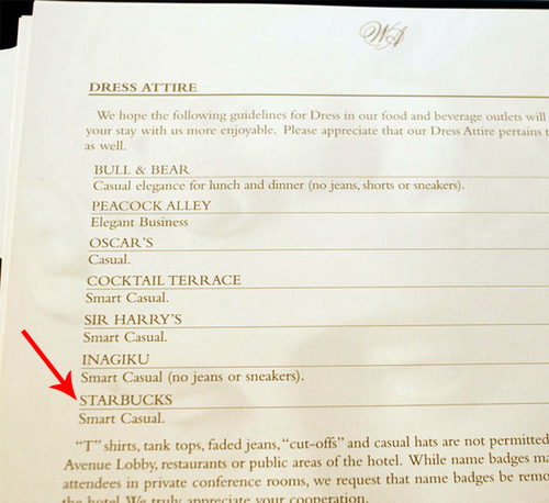 Please Obey The Waldorf Astoria Hotel Starbucks Dress Code