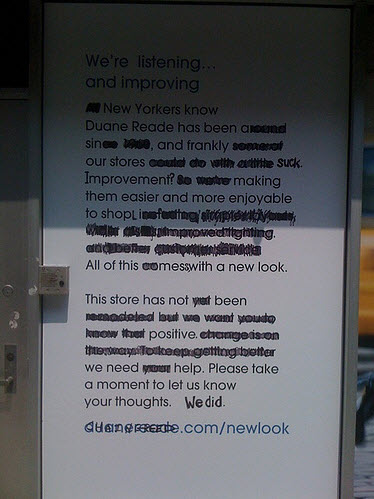 Customer Shows Displeasure With Duane Reade Through Choice Editing