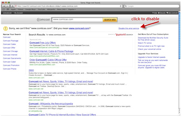 Type The Wrong URL? Comcast Redirects You To An Advertising Page
