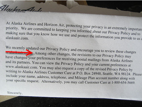Alaska Air's New Privacy Policy 'Changes Your Preferences'