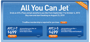 Fly JetBlue Unlimited With $499 "All You Can Jet" Pass