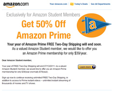 50% Off Amazon Prime Renewals For Students