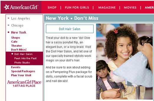 american girl hair salon prices