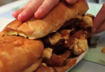 Bacon, Hot Dogs, French Fries, Cheese, Gravy, French Toast
And Maple Syrup Combine In 'Angry French Canadian'